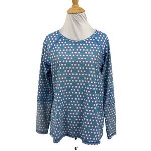 Vineyard Vines Shirt Womens XL Extra Large Blue Ivory Polka Dot Whale Swim Top